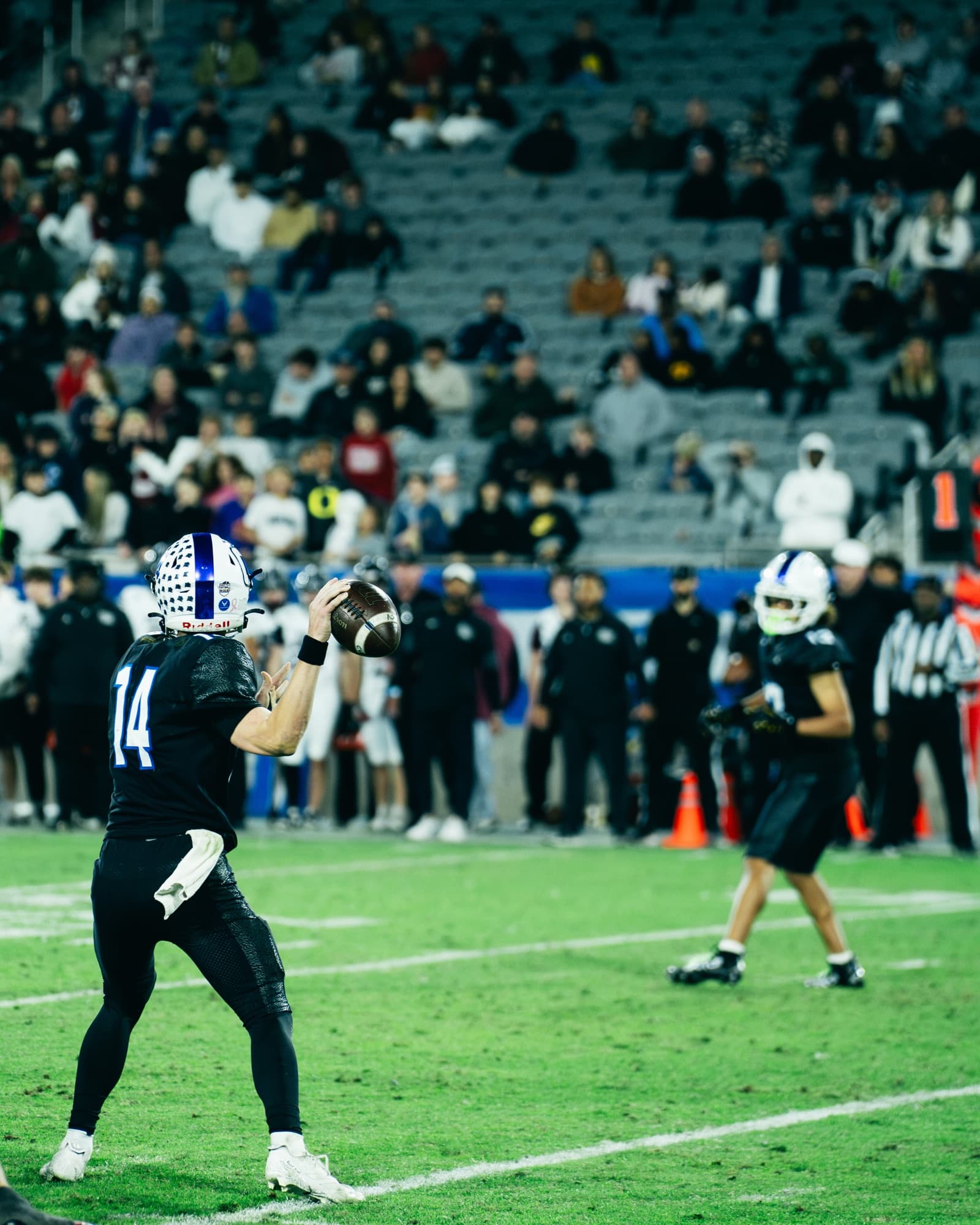 Wide receiver walking the sideline at the 5A championship